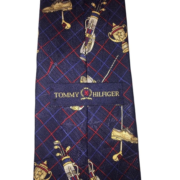 Tommy Hilfiger Mens Silk Golf All Over Print  Multicolor Necktie Made In USA - Picture 4 of 6